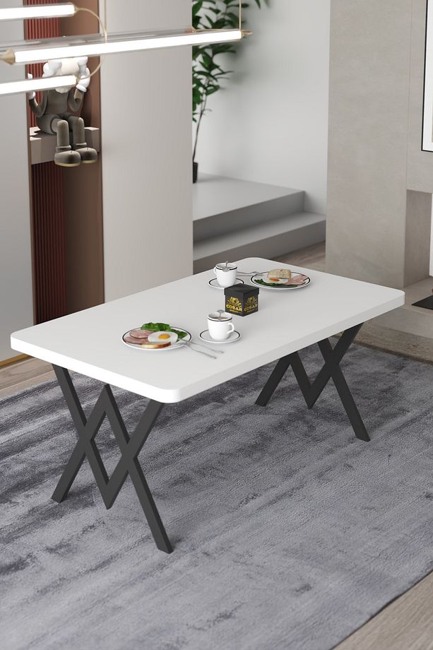 Parla Mutfak Yemek Masası W Metal Ayak 70x110 Mutfak Masası Yemek Masası Çalışma Masası - 3