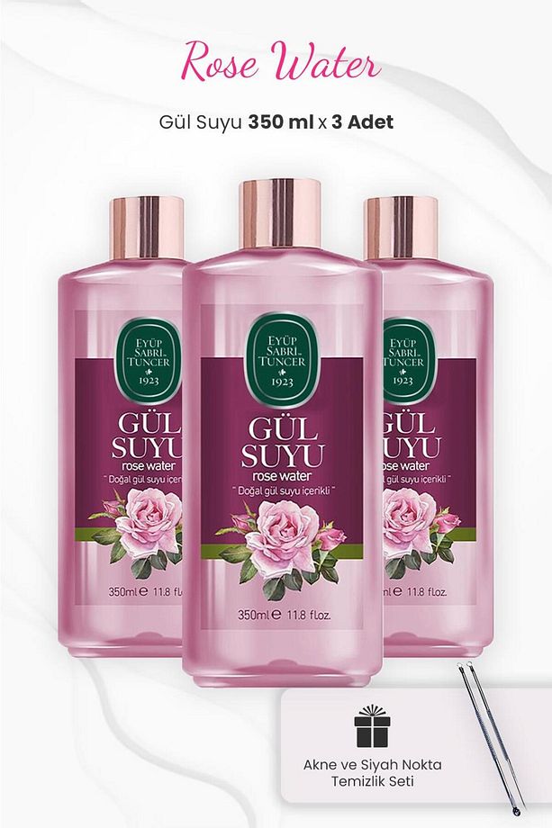 Gül Suyu 350 ml x 3 Adet ve Siyah Nokta Temizlik Seti - 1