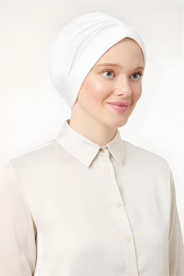 Women's Hijab Dubai Back Tie Bonnet Shawl Ecru