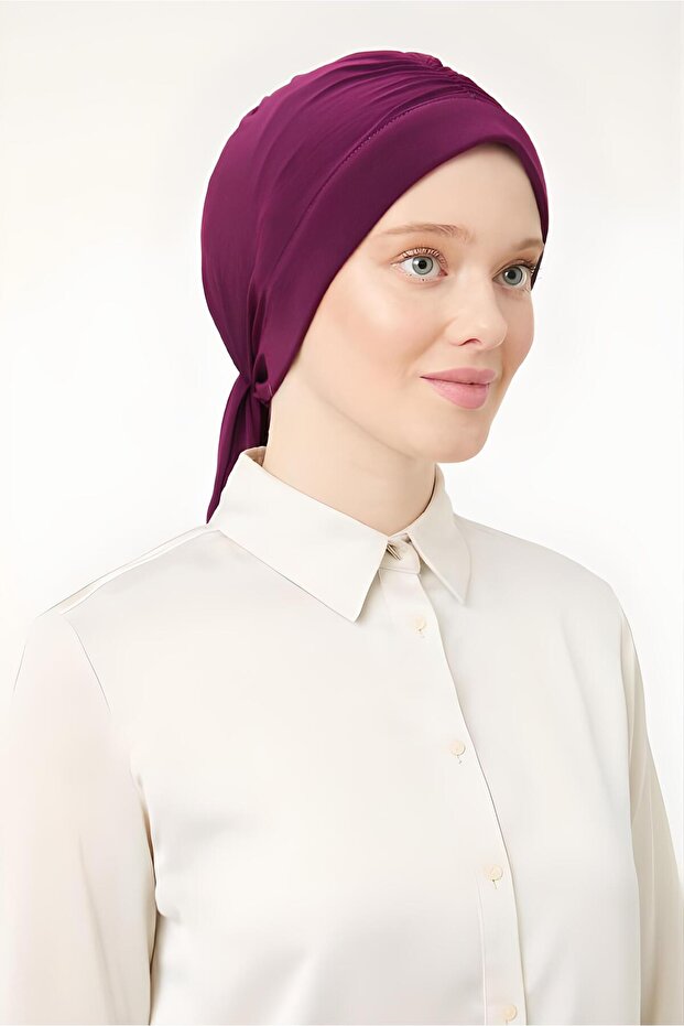 Women's Hijab Dubai Back Tie Bonnet Shawl Purple