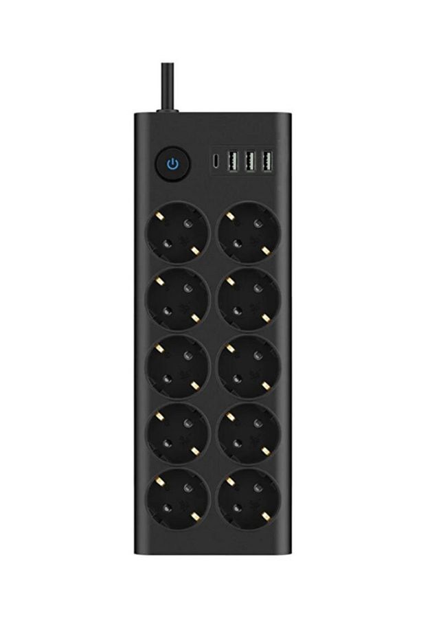 10'lu PRİZ, 3 USB, 3.4 Amper, 1 Type-C Girişli 16A Akım Korumalı Uzatma Kablolu Priz Çoklayıcı - 1