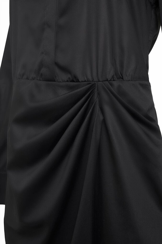 Drapeli Poplin Mini Gömlek Elbise - 2