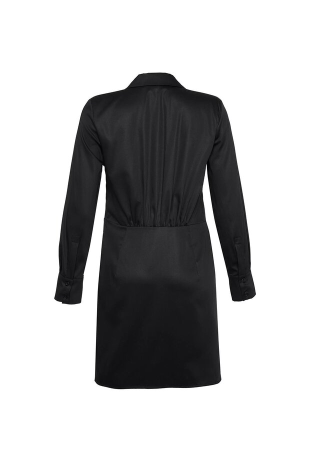 Drapeli Poplin Mini Gömlek Elbise - 3