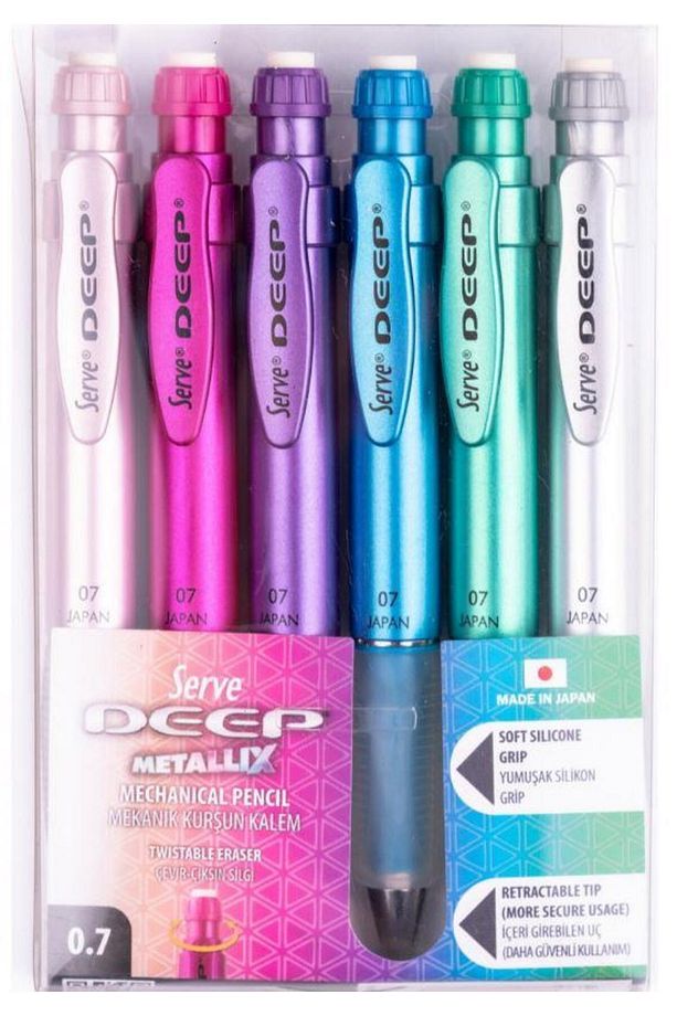Deep Mekanik Kurşun Kalem - Metalik Renkler 0.7 mm – 6’lı Set - 2