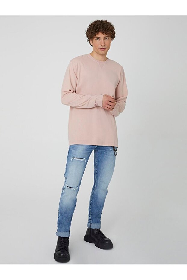 Lilac Crew Neck Sweatshirt - Basic Model - 1