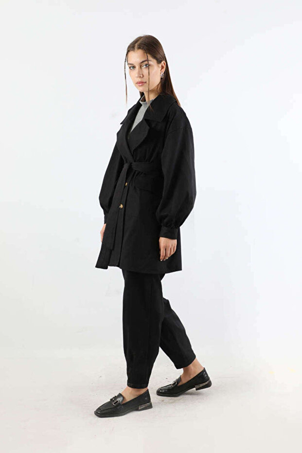 طقم جاكيت جبردين أسود - 5