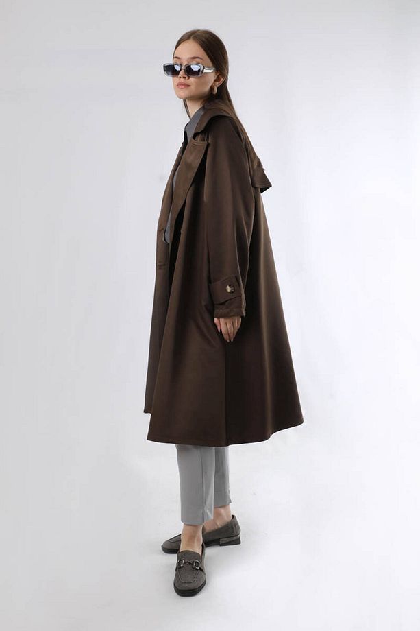 Oversize Trençkot Kahve - 1