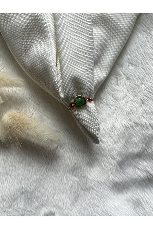 Green agate adjustable handmade wire ring - 1