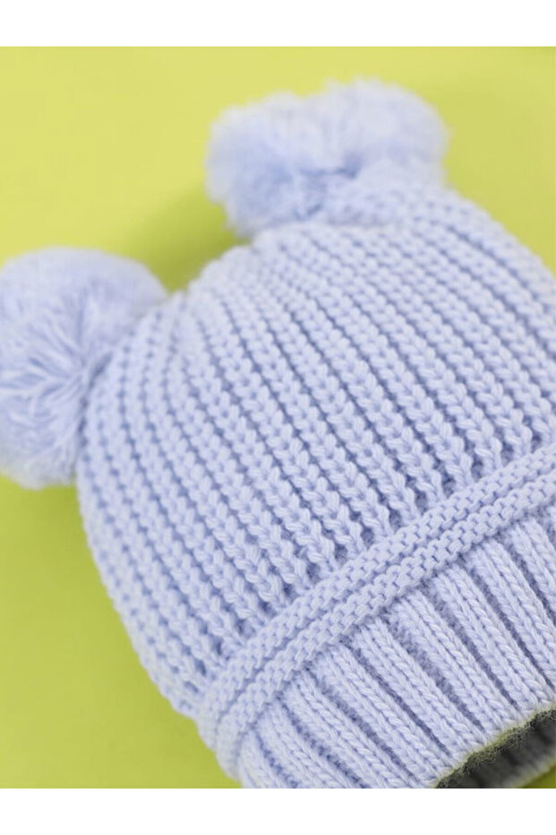 TRİKO ÇİFT PONPONLU TRİKO KIŞLIK BEBE BERE - 2