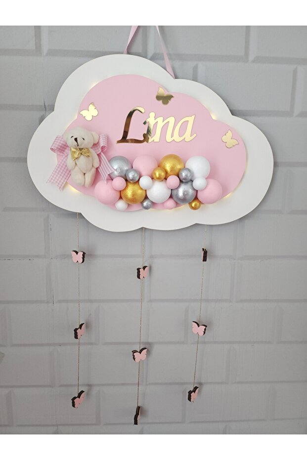 Ledli Bulut Kapı Süsü Işıklı Duvar Panosu - 2