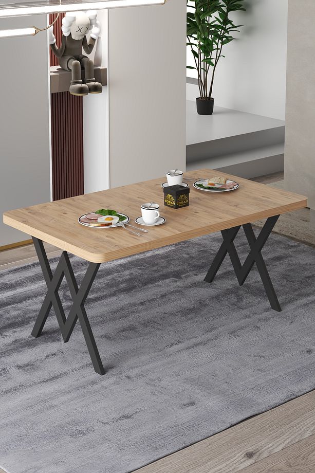 Parla Mutfak Yemek Masası W Metal Ayak 70x110 Mutfak Masası Yemek Masası Çalışma Masası - 1