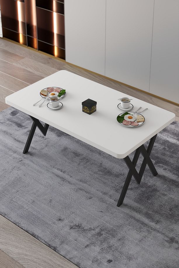 Parla Mutfak Yemek Masası W Metal Ayak 70x110 Mutfak Masası Yemek Masası Çalışma Masası - 2