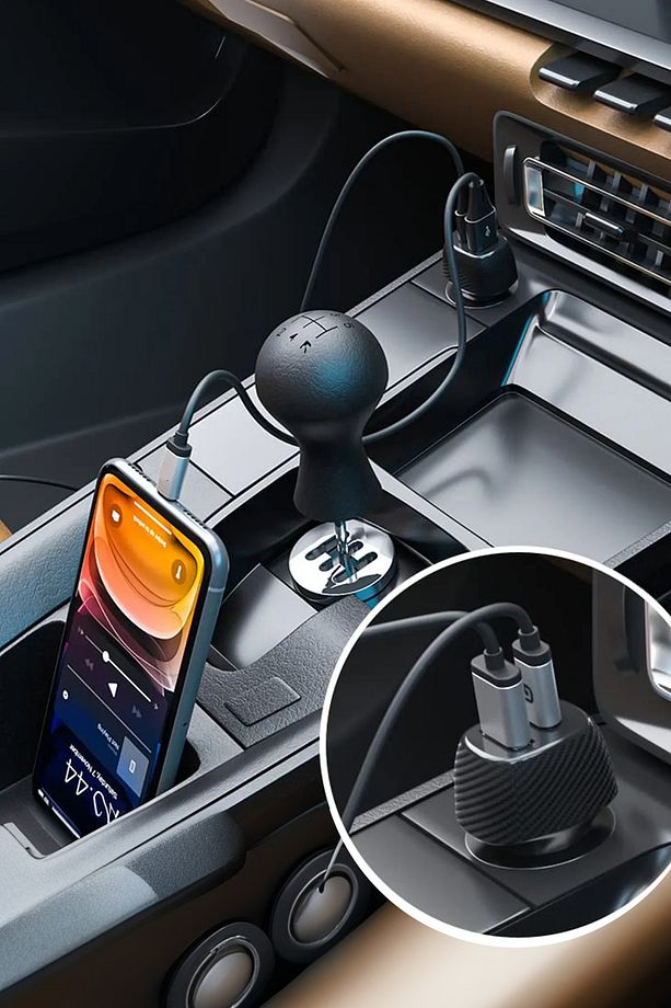 Tüm Araç Ve Telefonlara Uyumlu Iphone Typec Araç Çakmaklık Type-c Ve Usb Girişli Hızlı Şarj Aleti - 4