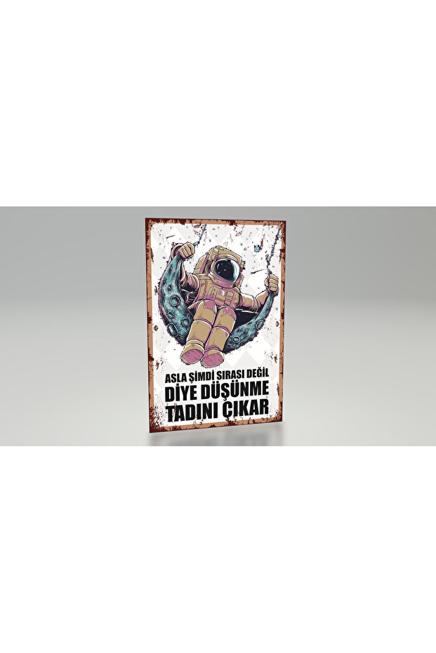 Enjoy Motivational Quotes Astronaut Space Funny Sayings Wall Graffiti Retro Wood Poster