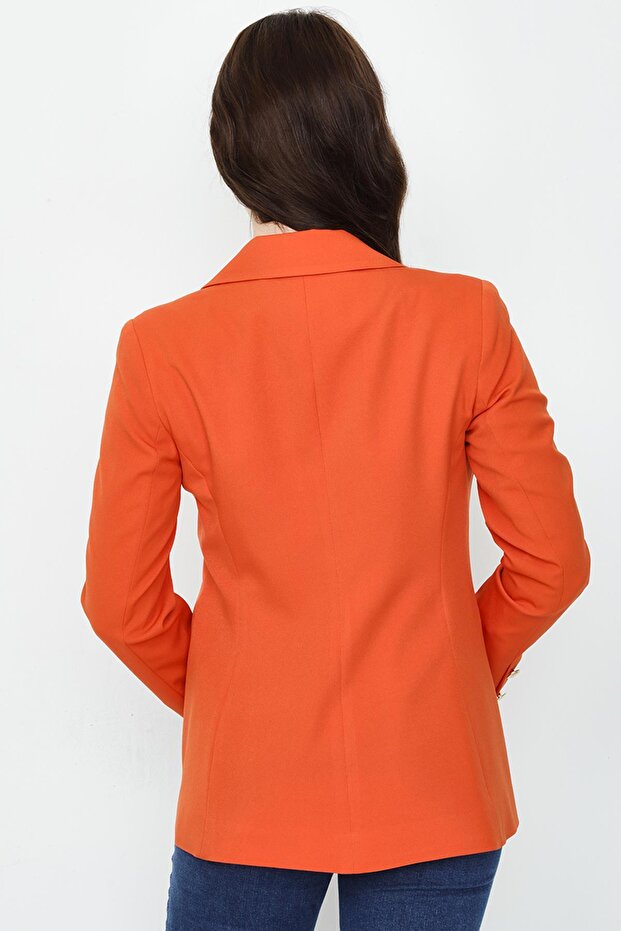 Kadın Gold Düğmeli Blazer Ceket - 8