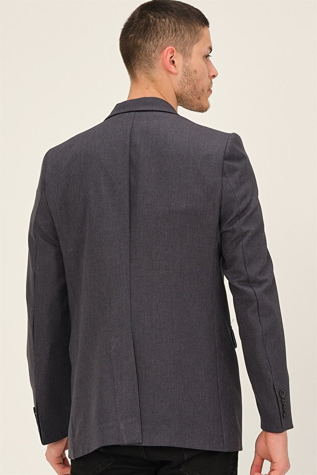 Erkek Klasik Yaka Casual Şık Rahat Kalıp Blazer Ceket - 2