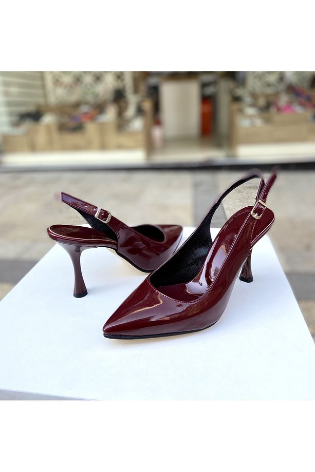 Bordo rugan 9 cm topuklu ayakkabı 0760 - 3