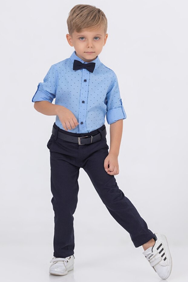 بدلة قميص للأولاد بنمط أوراق الشجر - 3