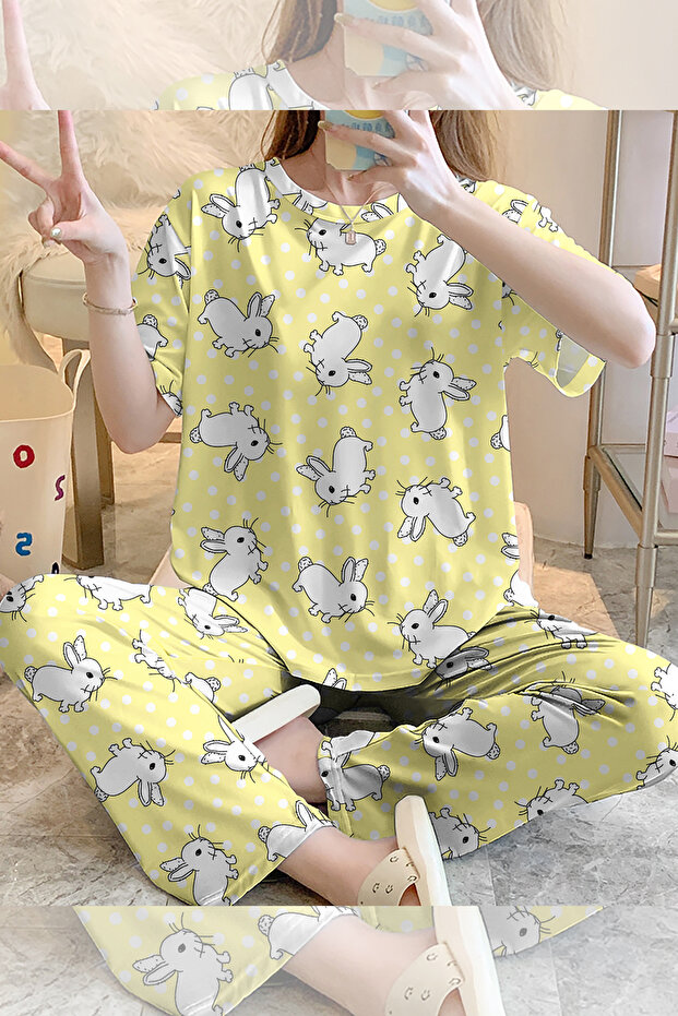 Short Sleeve Pajama Set Rabbit Supersoft Basic Supreme