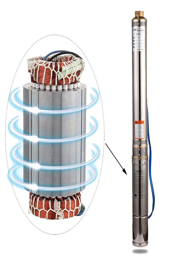 4SDM4/6 Paslanmaz Çelik Dikey 6 Kademeli Derin Kuyu Dalgıç Pompası 4'' 0.5Hp Monofaze Max 42Mt - 2