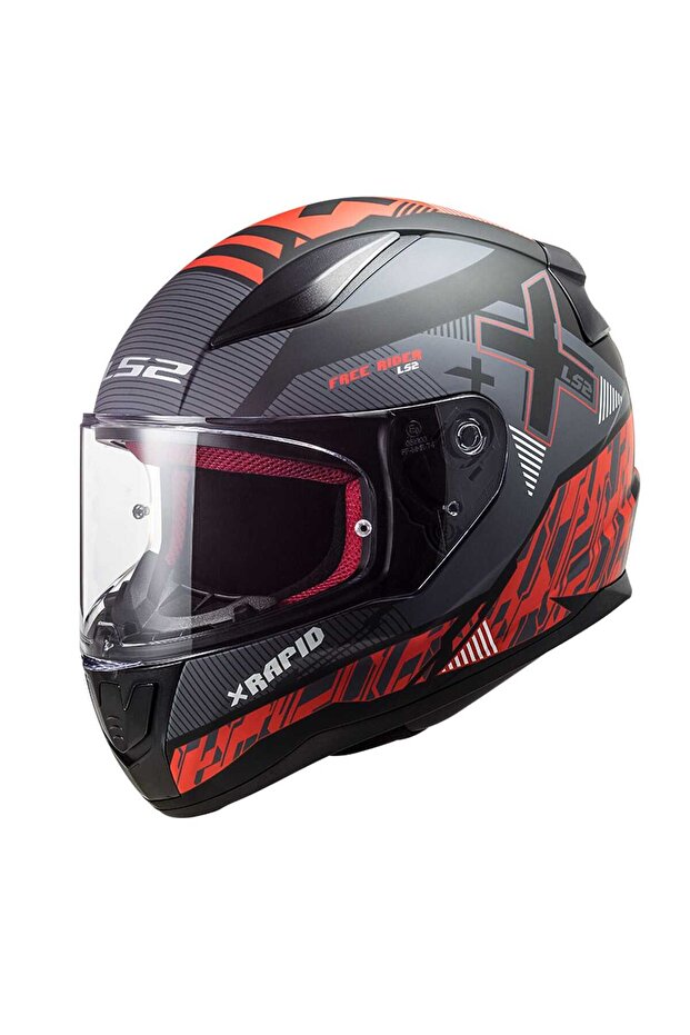 RAPİD XTREET MAT SİYAH KIRMIZI KAPALI KASK - 3