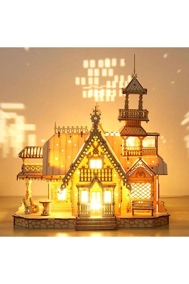 3D ahşap yapboz kilit seti, mimari model kiti, yetişkinler için kendi ahşap el işi kitinizi yapın - 7