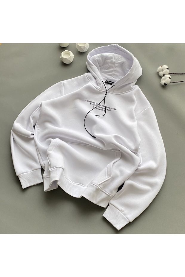 Kapüşonlu baskılı sweatshirt - 1