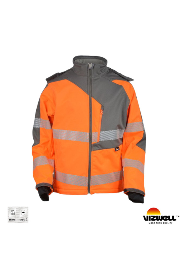 ™ Reflektörlü Softshell Model Teknik Turuncu Mont - 1