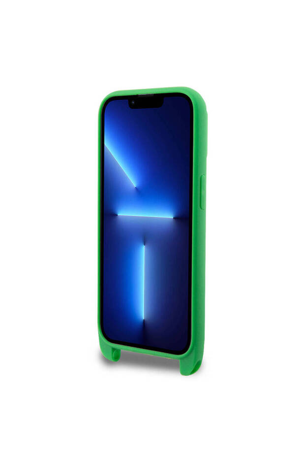 iPhone 15 Pro Max Kılıf Lacoste Lisanslı PU Pike Desen Askılı İkonik Timsah Logo Yeşil - 5