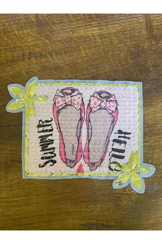 22X16 CM SEQUINED SHOE PATTERNED APPLIQUE RIGGED PATCH CLOTHING SEWING ACCESSORY
