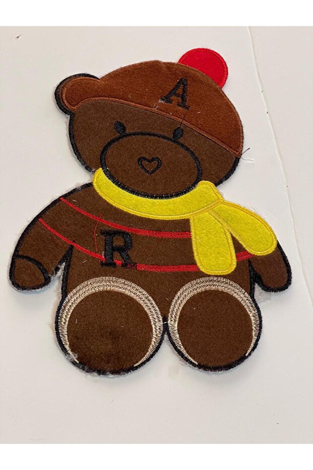 22x16 Velvet Yellow Scarfed Teddy Bear Applique Emblem Patch