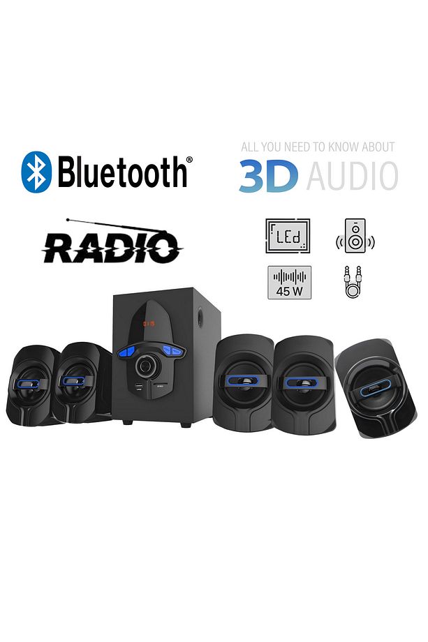Bluetoothlu 5+1 Dijital Yeni Nesil Ekran Radyolu Yüksek Kaliteli 3D Ses Radyo Usb Ses Sistemi SFL951 - 1