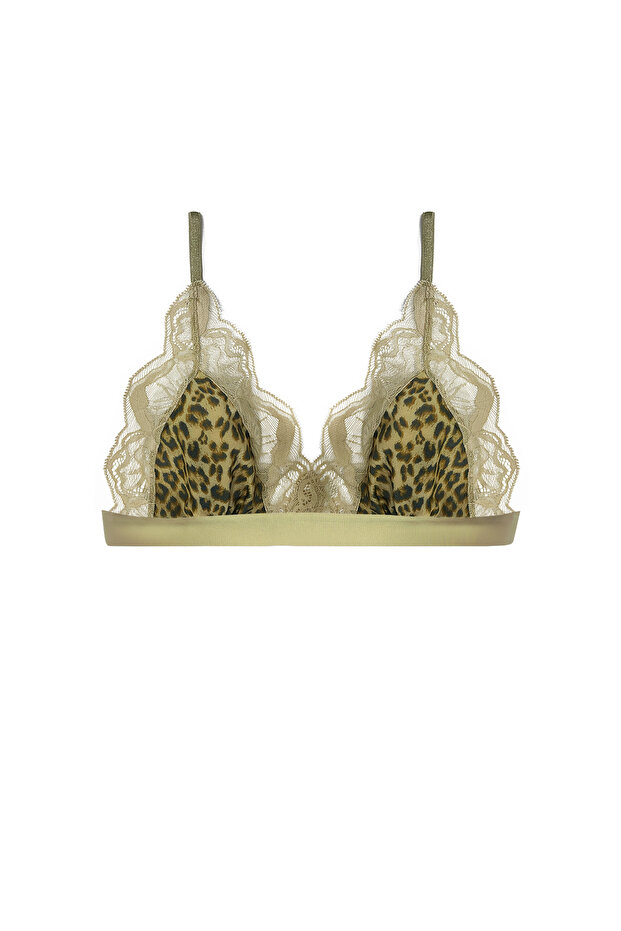 Kimberley Women's Leopard Patterned Lace Triangle Bra
