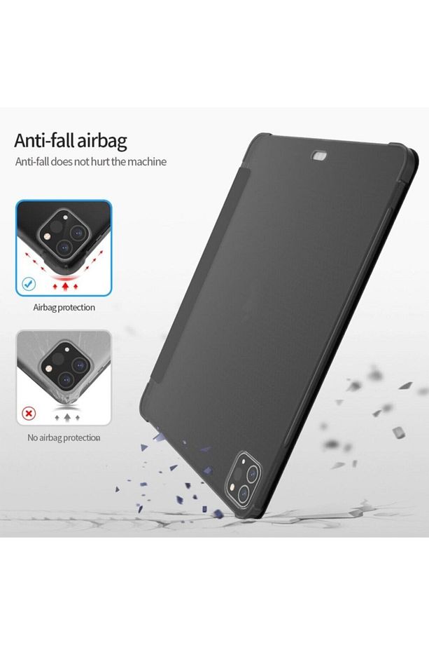 Apple Ipad Air 2 9.7" Uyumlu Kılıf Kalem Bölmeli Trifolding Silikon A1566 A1567 - 6