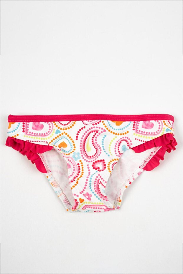 Simala Baby Girl Pink Heart Patterned Ruffle Bikini Bottom