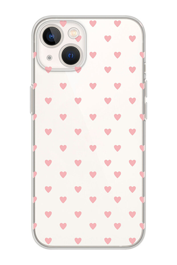 Transparent Silicone Phone Case with Heart Plated Design Compatible with iPhone 15 Plus