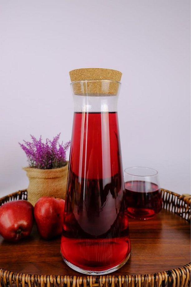 Emma Mantar Kapaklı Cam Su Şişesi Başucu Sürahisi Karaf 1000 Ml - TG0357080004BRY C320.225 - 3