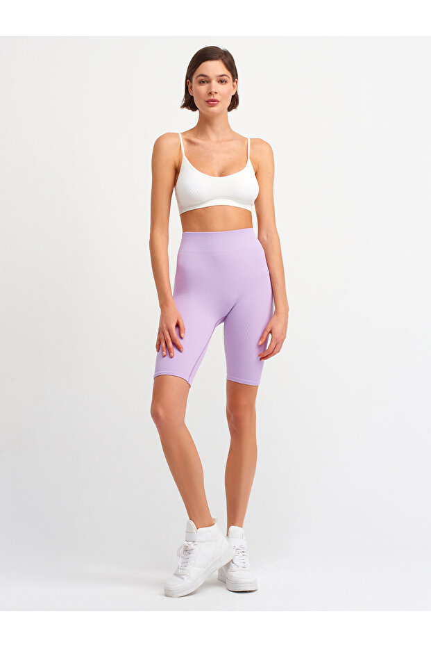 7929 Yüksek Bel Biker Şort-lila - 1