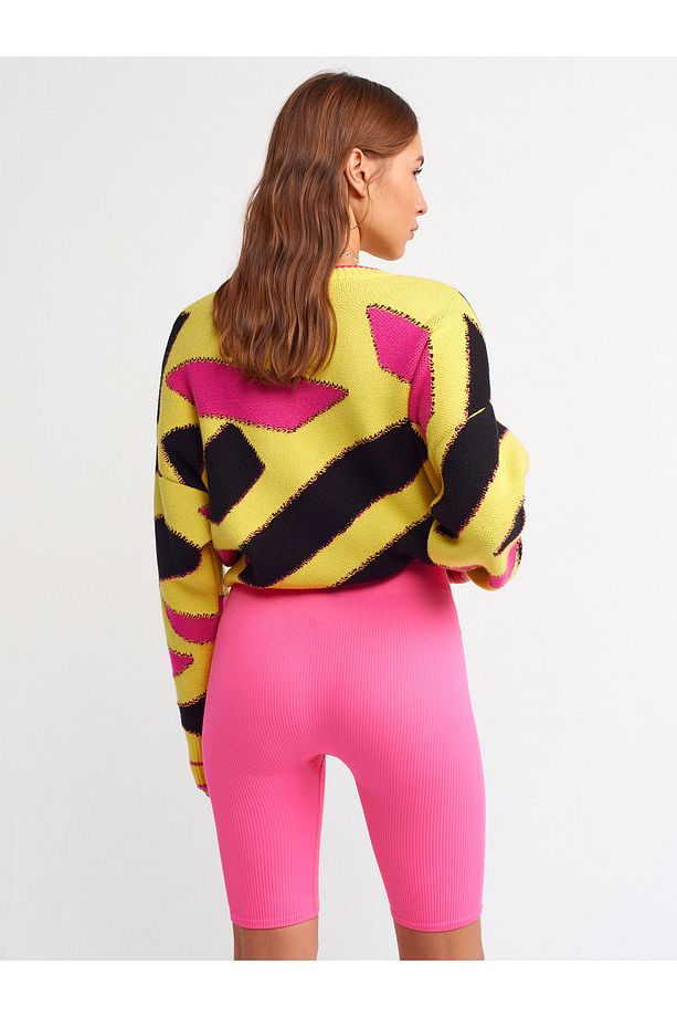 7929 Yüksek Bel Biker Şort-neon Fuşya - 2