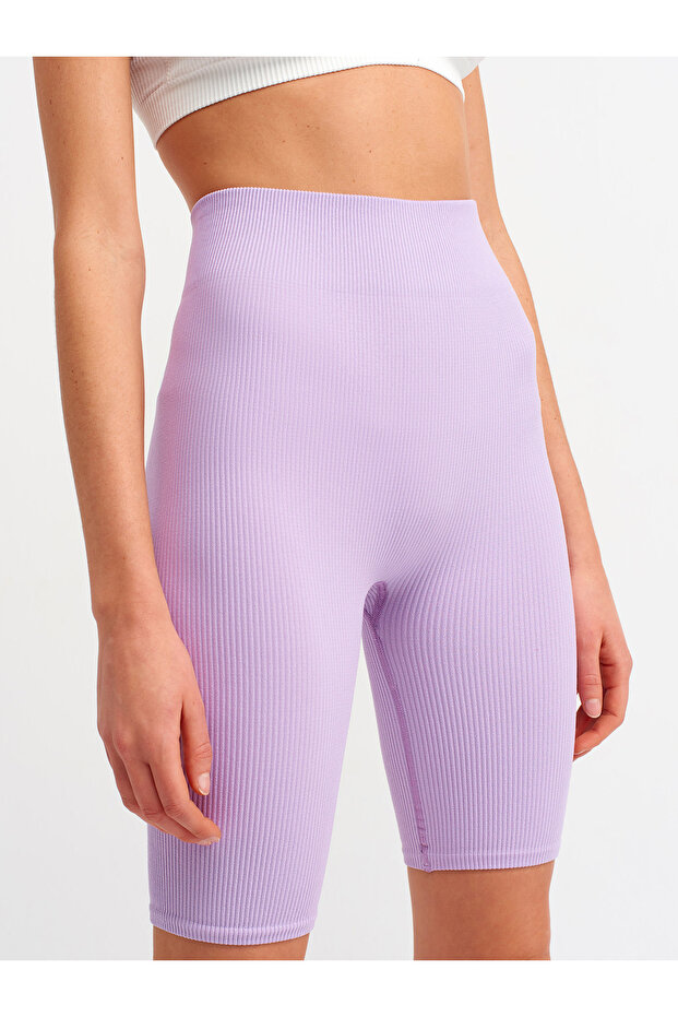7929 Yüksek Bel Biker Şort-lila - 2