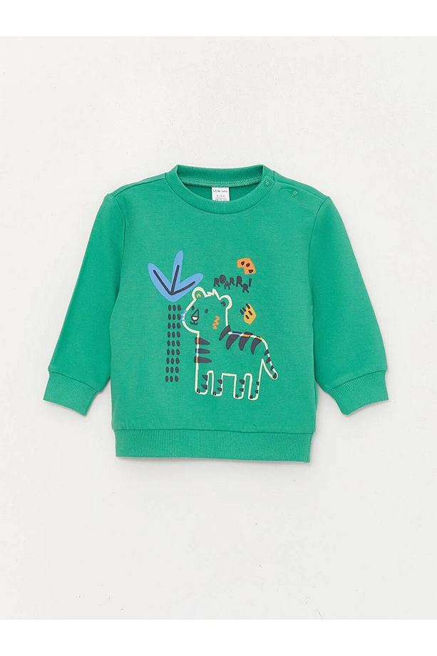 LCW baby Bisiklet Yaka Baskılı Erkek Bebek Sweatshirt ve Eşofman Alt 2'li - 2