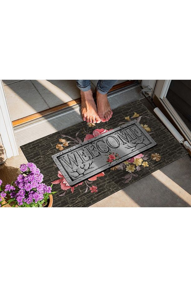 Pienso Home Welcome Güllü Duvar Dekoratif Kapı Önü Paspası - 2