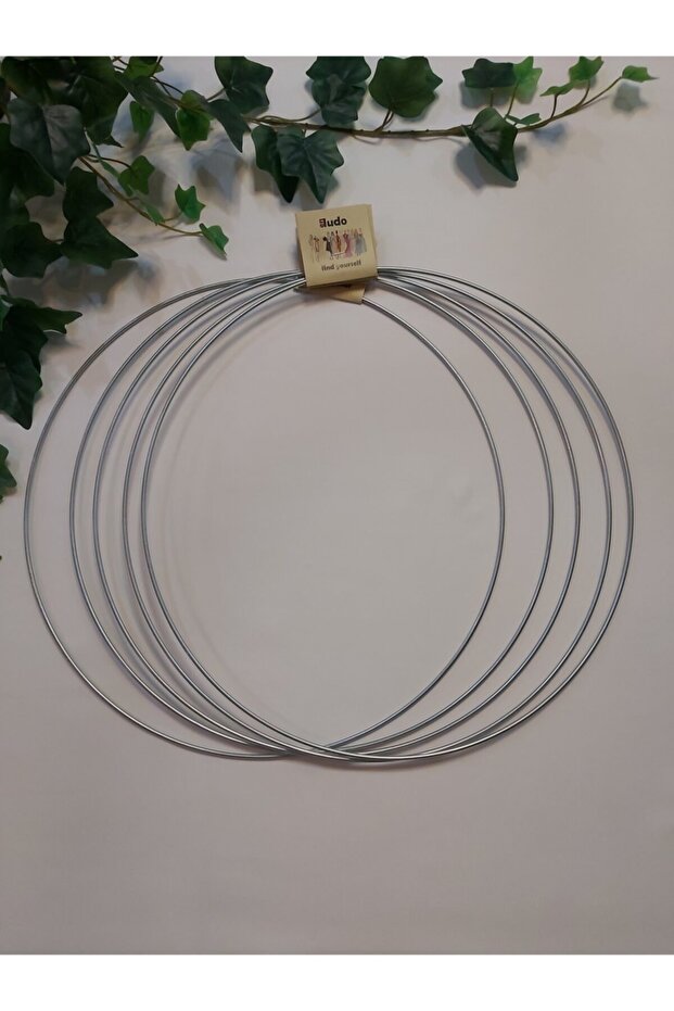 Metal Macrame Circle 40 Cm Set of 5 Galvanized Pulley Ring Dream Catcher
