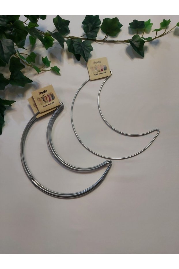 Metal Macrame Moon 25cm Set of 5 Galvanized Pulley Ring Dream Catcher