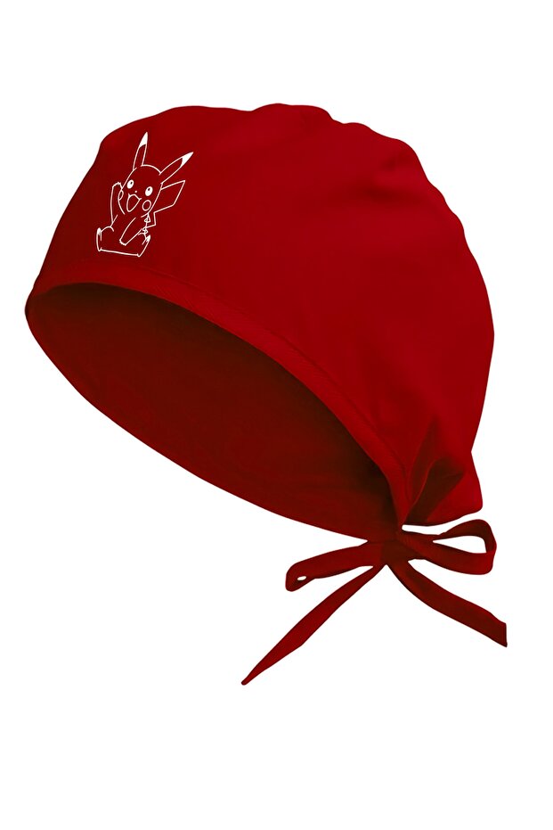 White Red Pikaçhu Themed Hospital Cap