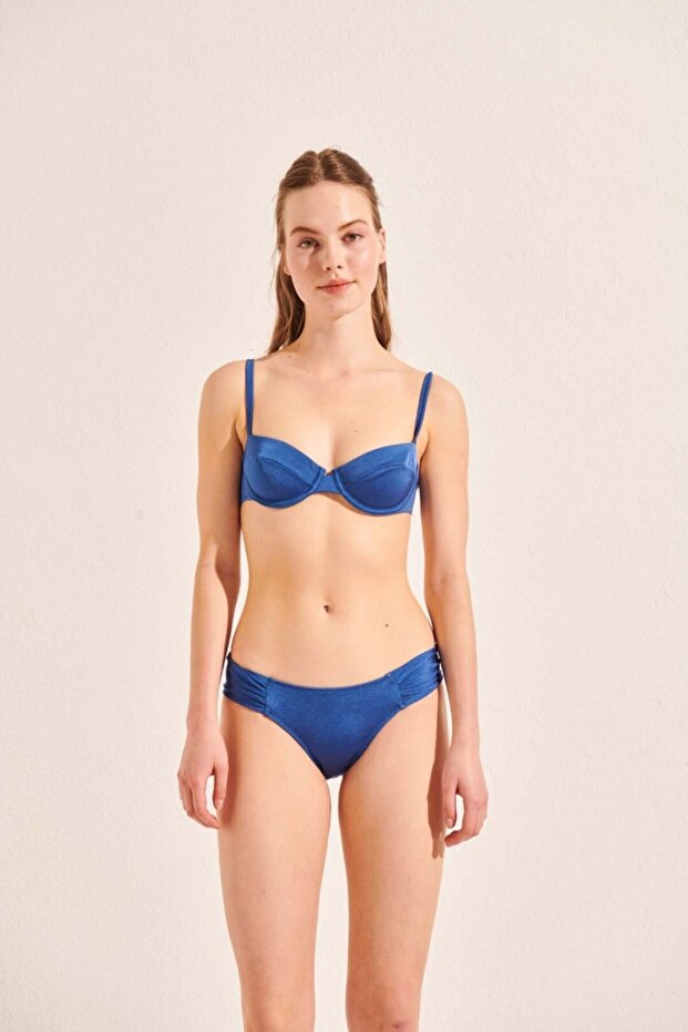 Kadın Mavi Balenlı Bikini Üstü - 4