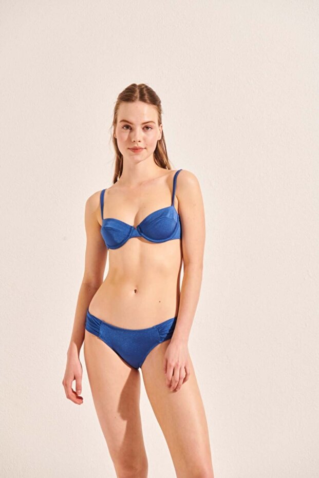 Kadın Mavi Balenlı Bikini Üstü - 5