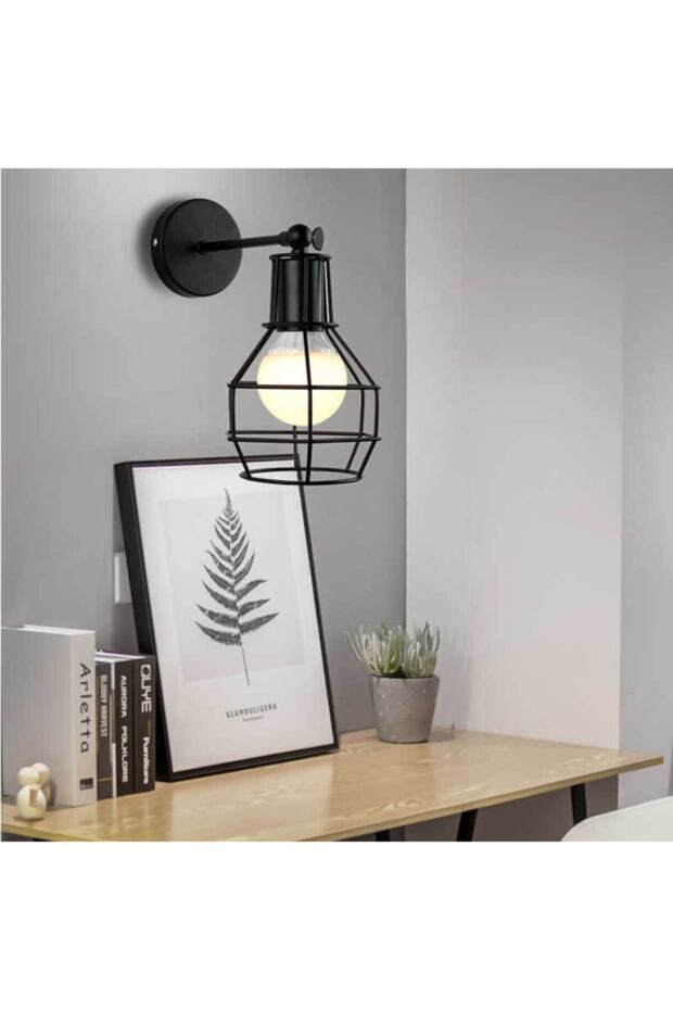 Oynar Başlıklı Metal Rustik Duvar Aplik - 3