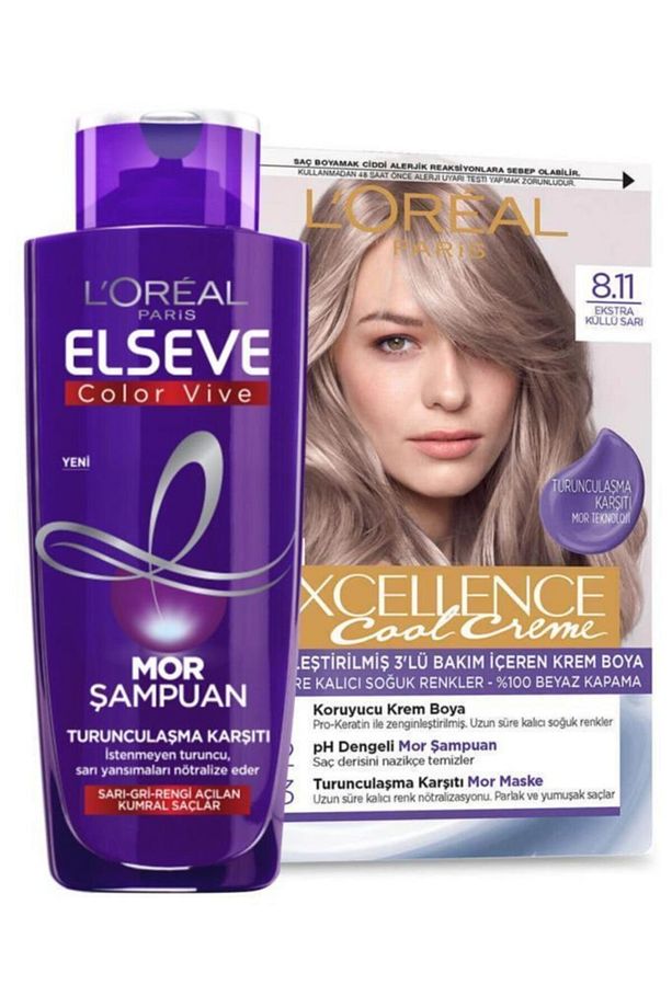 Excellence Cool Creme 8.11 Elseve Mor Şampuan Seti - 1