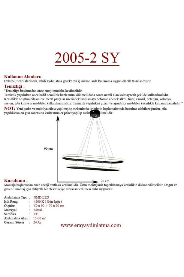 2005-2 Siyah Elips Led Avize - 4